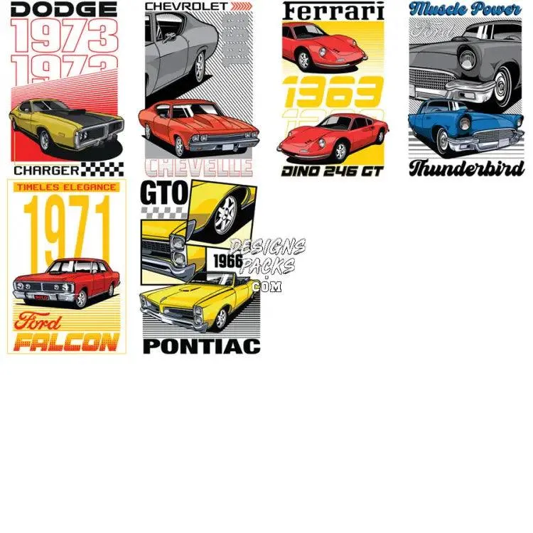 30 Classics Best Cars Ever Designs Bundle PNG   AI