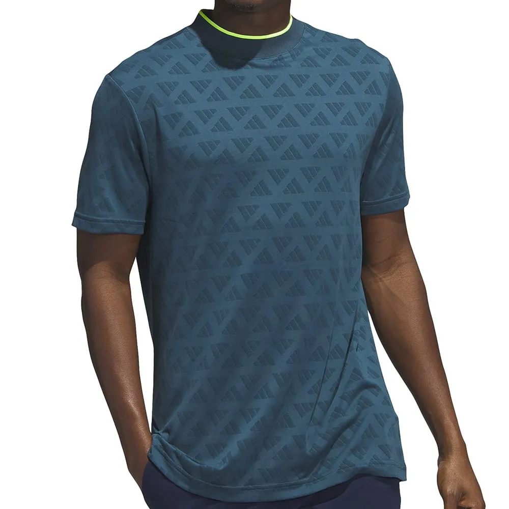 adidas Jacquard Mock Polo Shirt - Arctic Night/Wild Teal