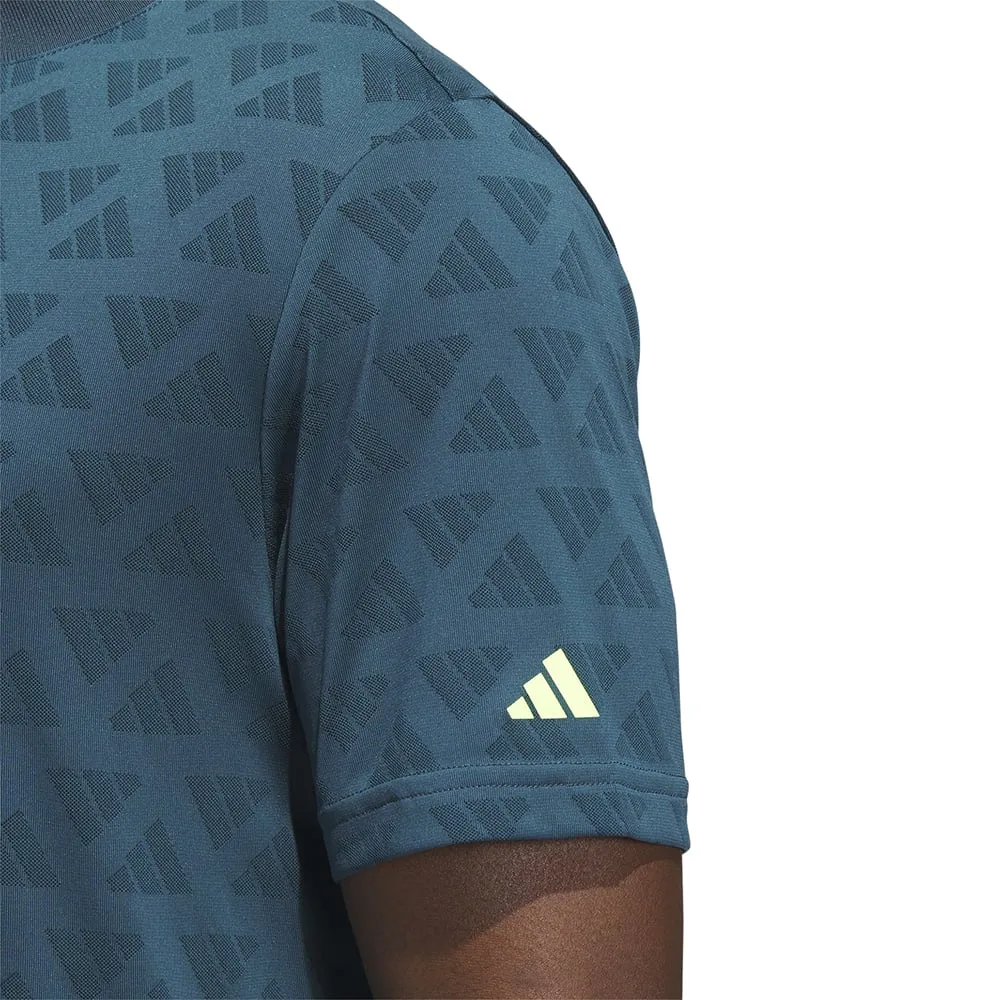 adidas Jacquard Mock Polo Shirt - Arctic Night/Wild Teal