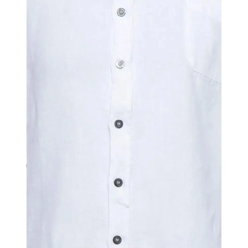 Alpha Studio Elegant White Linen Shirt for Men