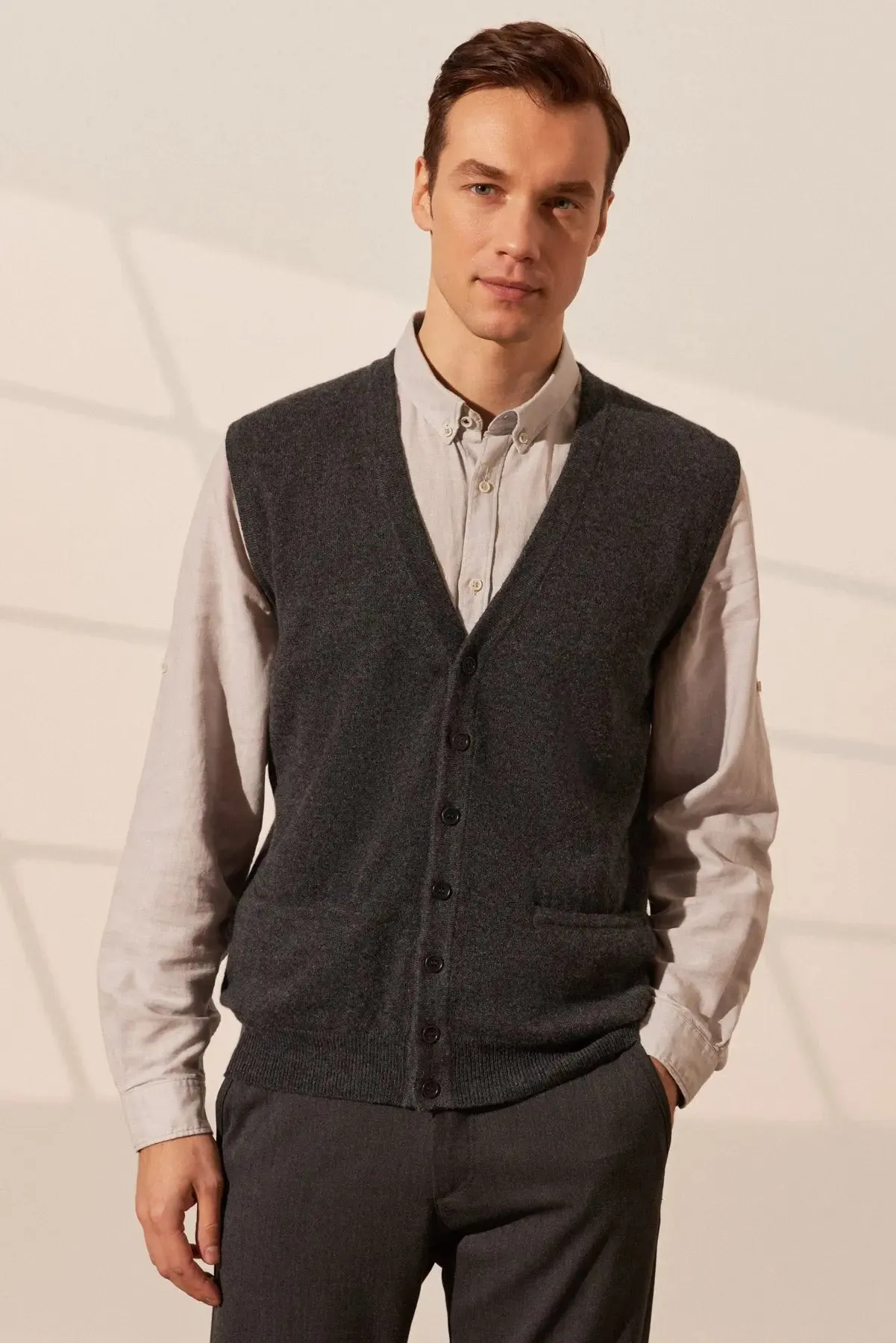 Anthracite Pure Cashmere Jan Men's Vest