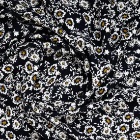 Black Ditsy Floral Print Rayon Fabric , 56 Inches Plain Weave , TU 4025-4