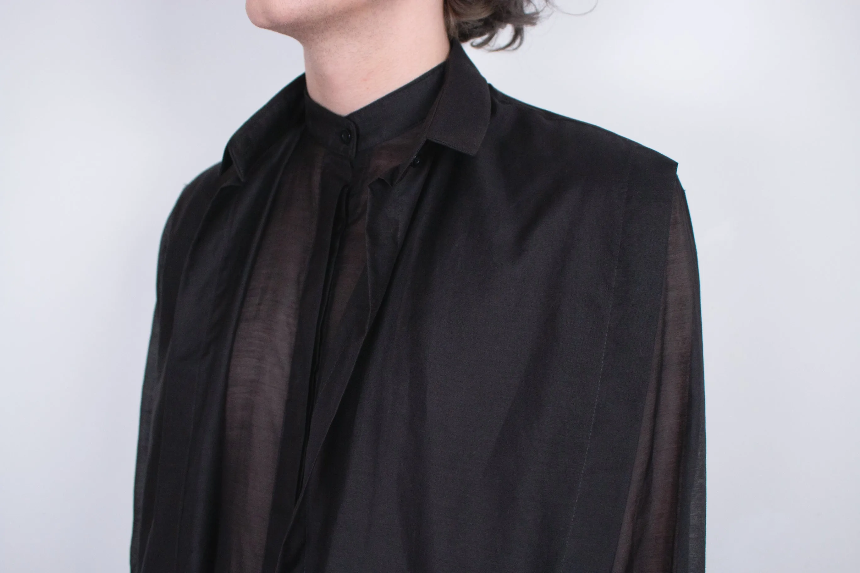 Black Layered Silk Shirt