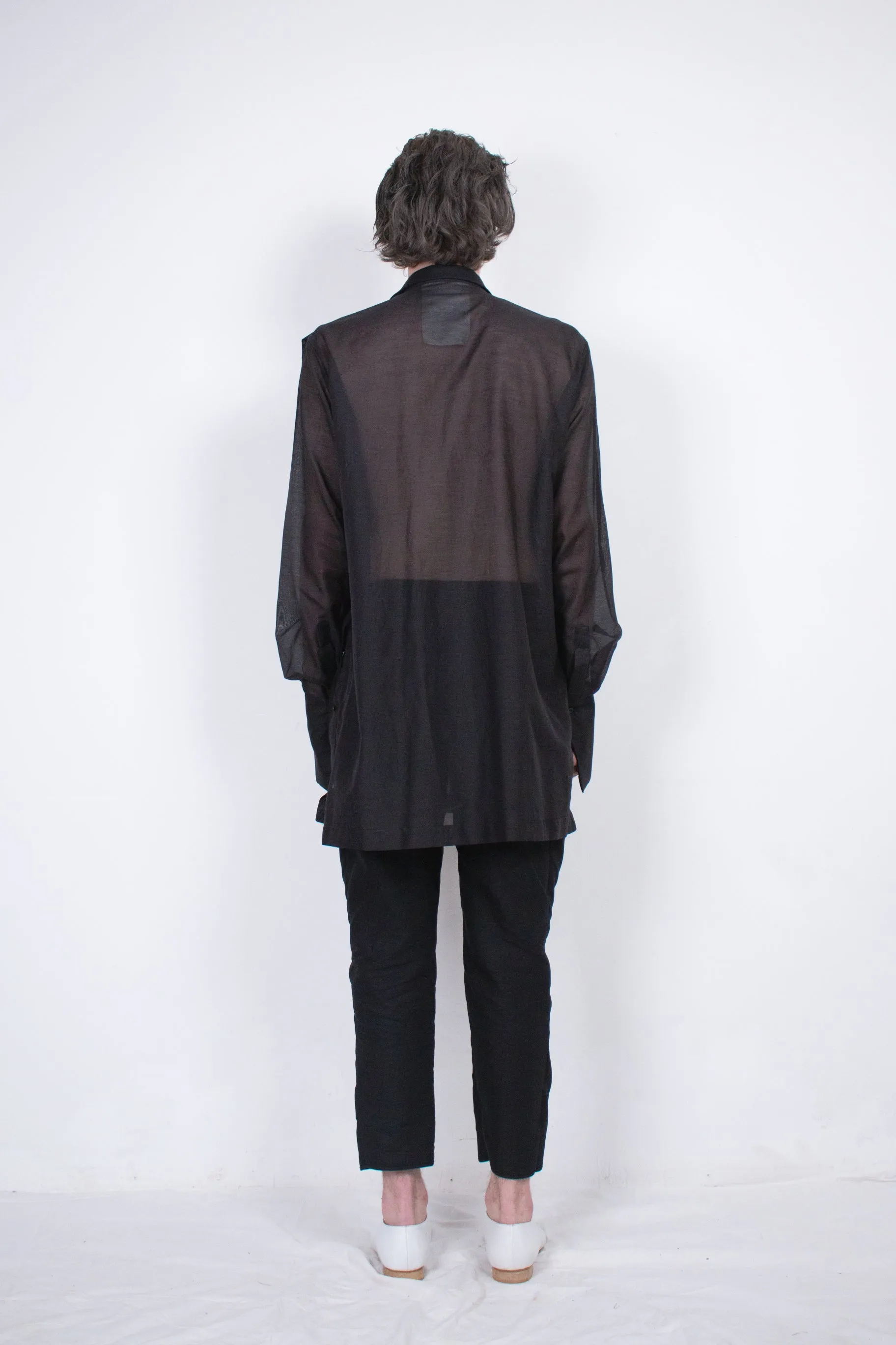 Black Layered Silk Shirt