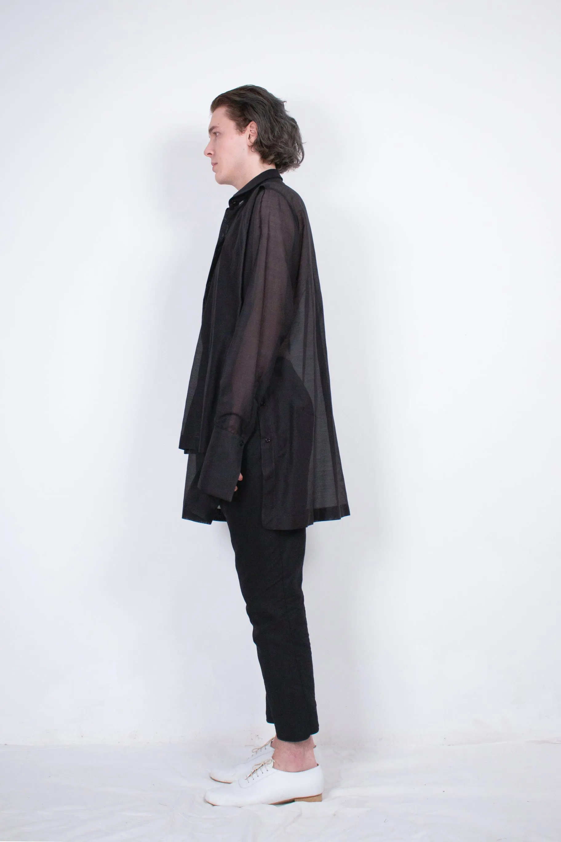 Black Layered Silk Shirt