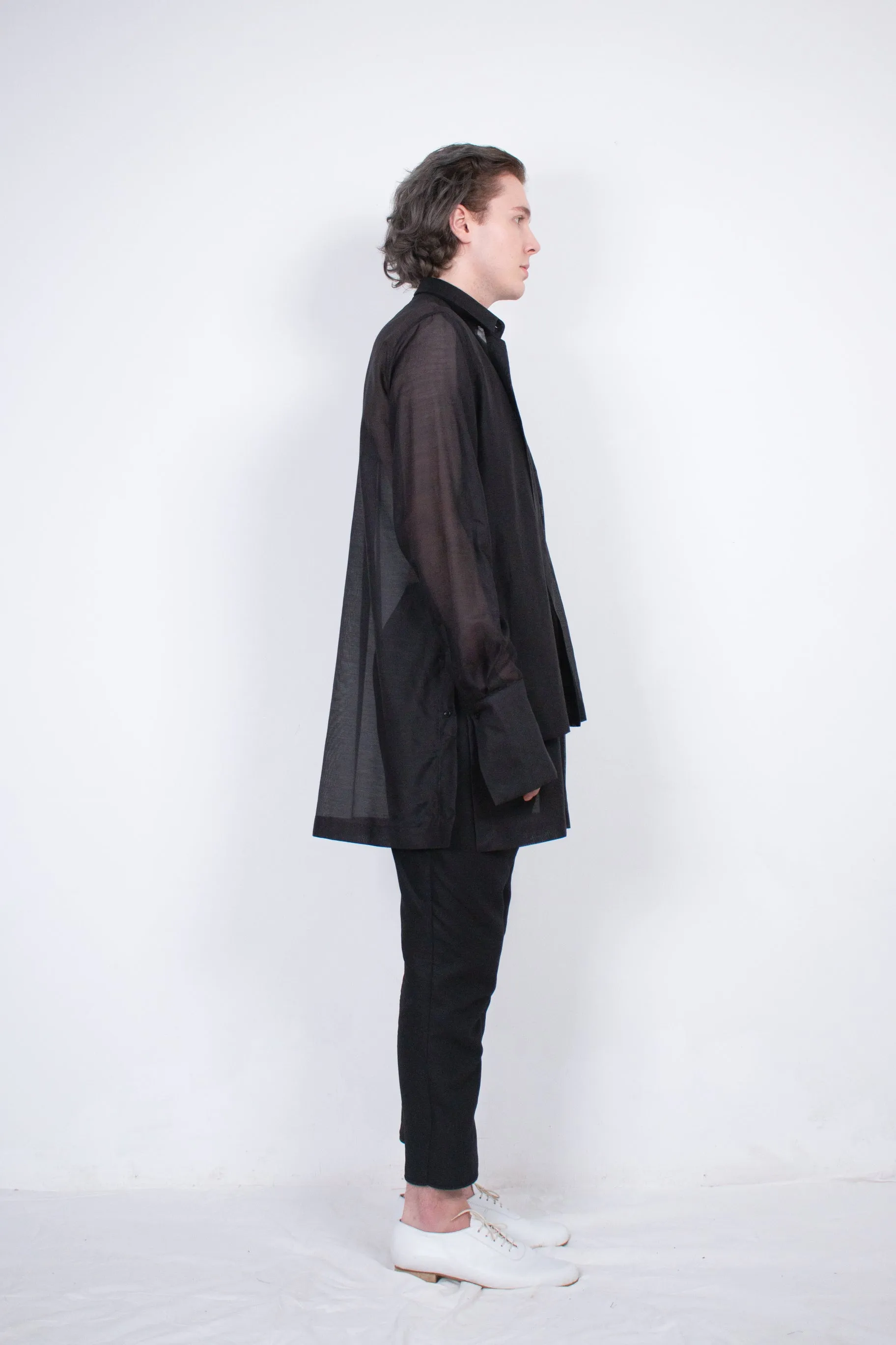 Black Layered Silk Shirt