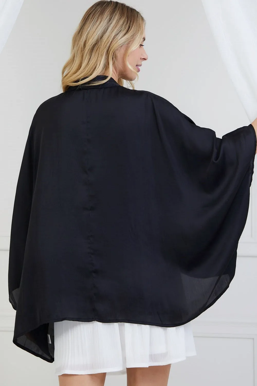 Black Oversized Surplice V-Neck Top* | FINAL SALE