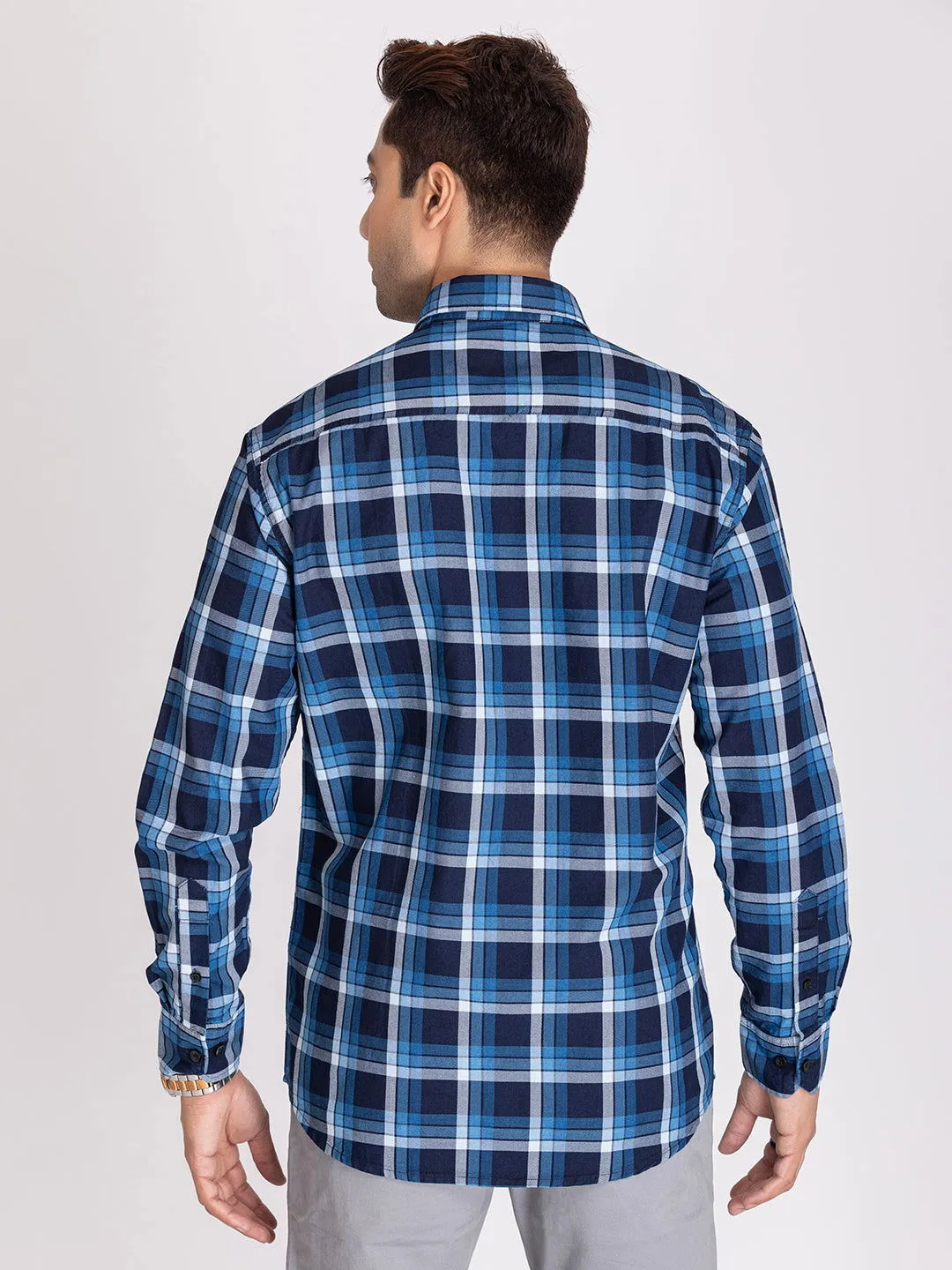 Blue indigo check shirts