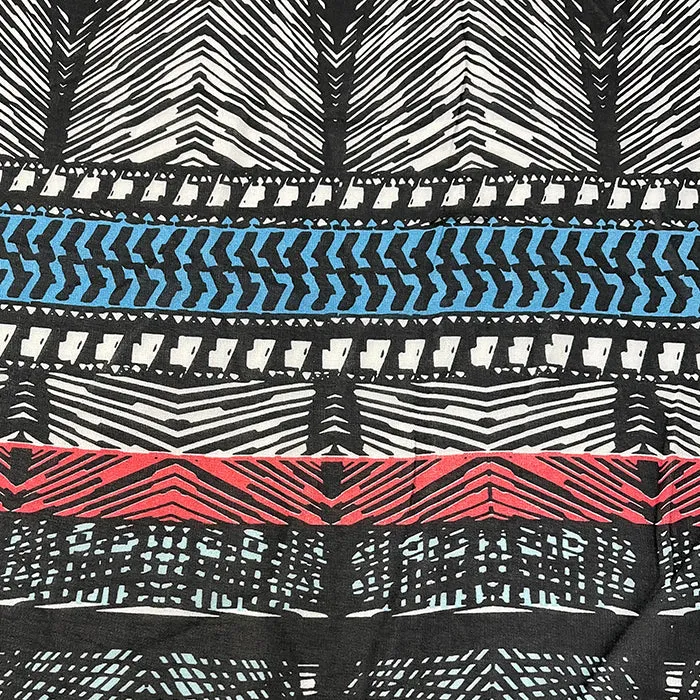 Blue Multi Stripe Print Chiffon Fabric