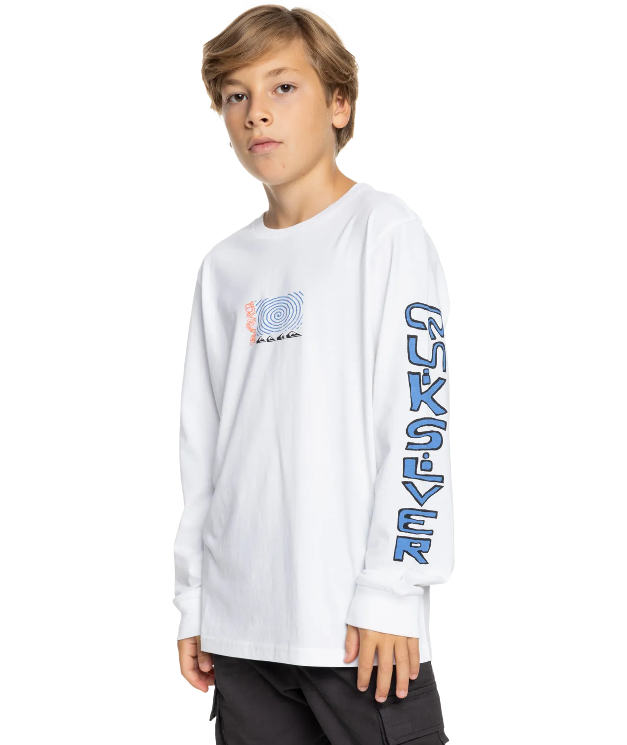 Boys Warped Long Sleeve T-Shirt in White