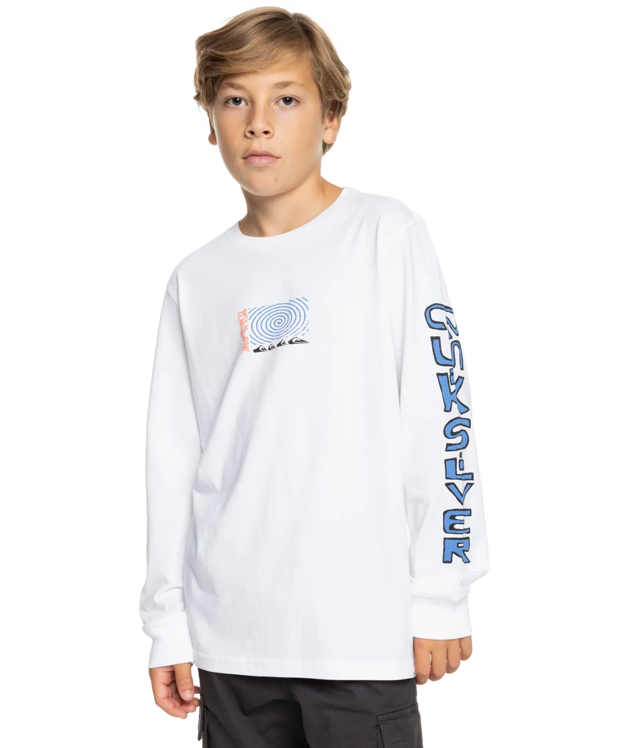 Boys Warped Long Sleeve T-Shirt in White