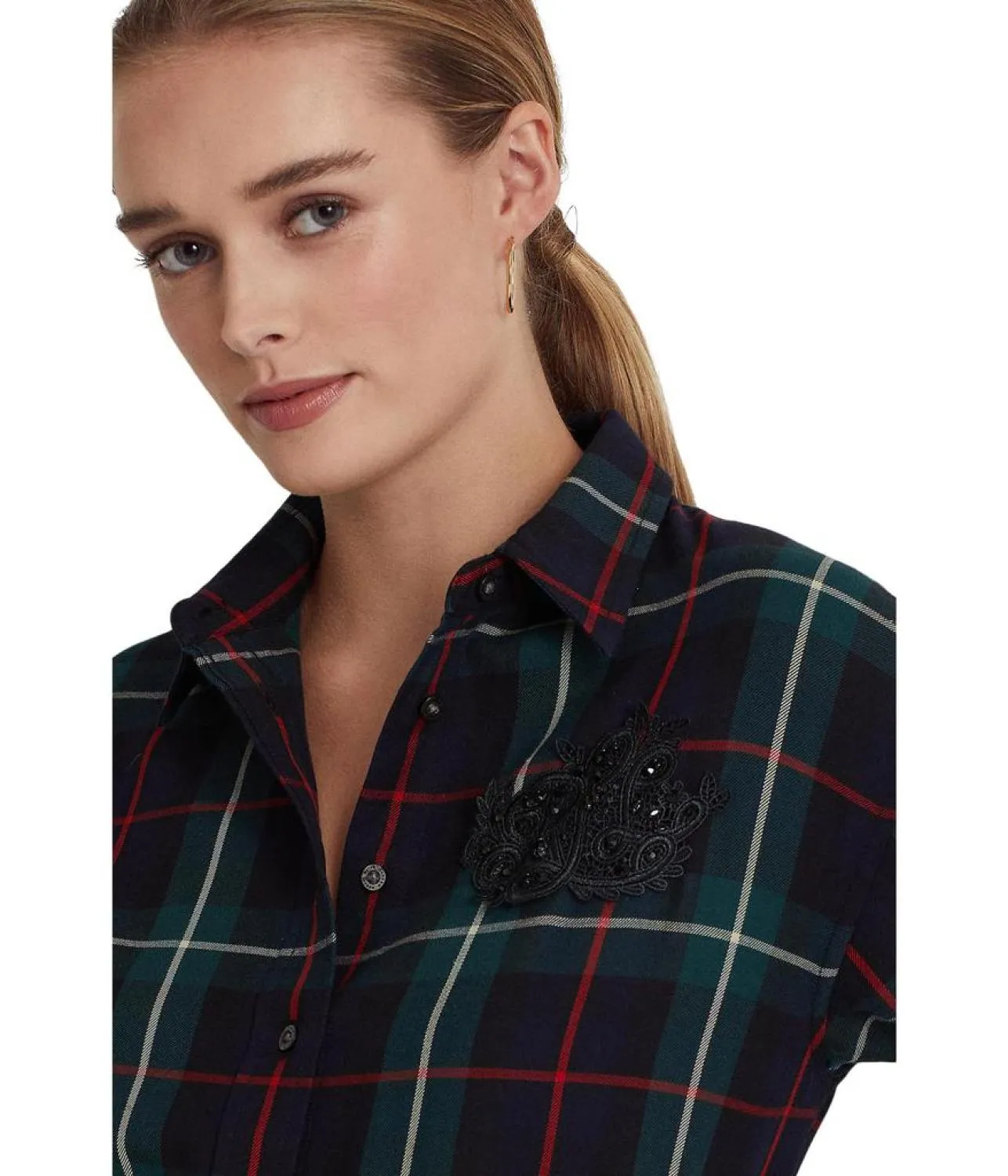 Bullion Patch Plaid Twill Shirt