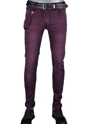 Burgundy Slim Straight Fit Jeans