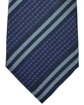 Canali Silk Tie Dark Blue Gray Purple Stripes - 2024 Collection