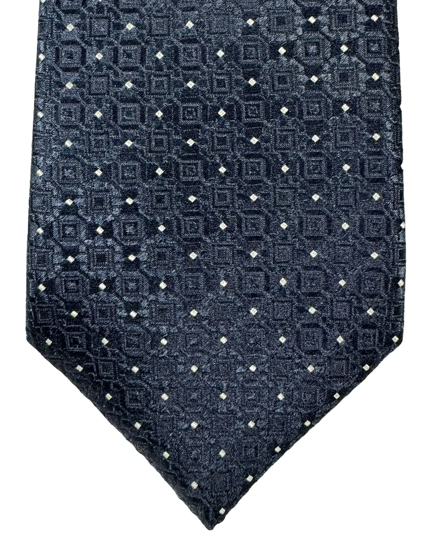 Canali Silk Tie Dark Blue Silver Micro Pattern SALE