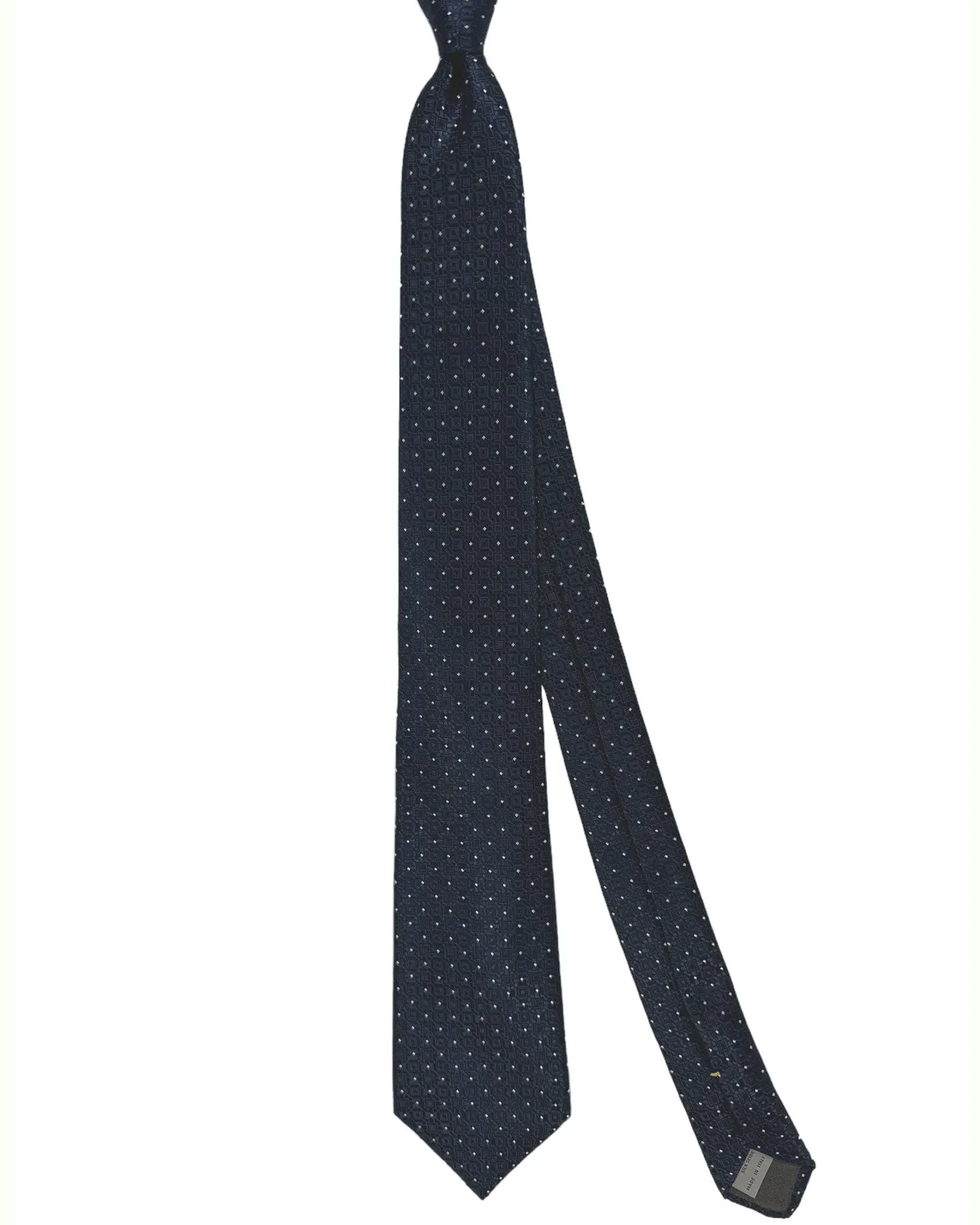 Canali Silk Tie Dark Blue Silver Micro Pattern SALE