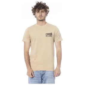 Cavalli Class Beige Cotton Men T-Shirt