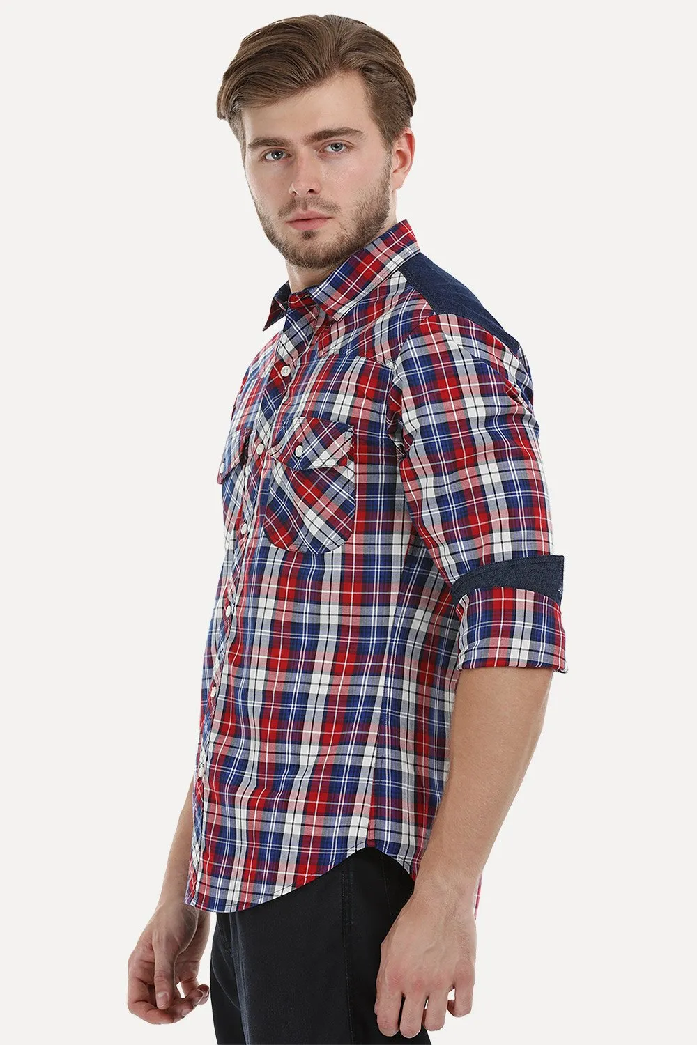 Check Shirt with Denim Yoke