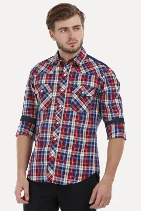 Check Shirt with Denim Yoke