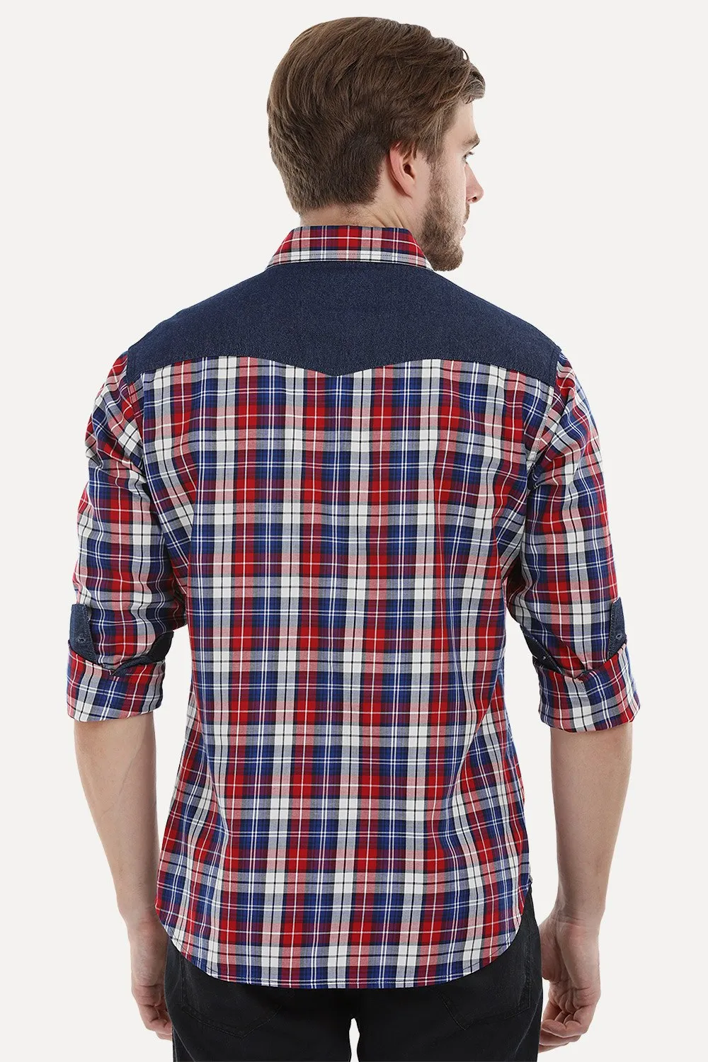 Check Shirt with Denim Yoke