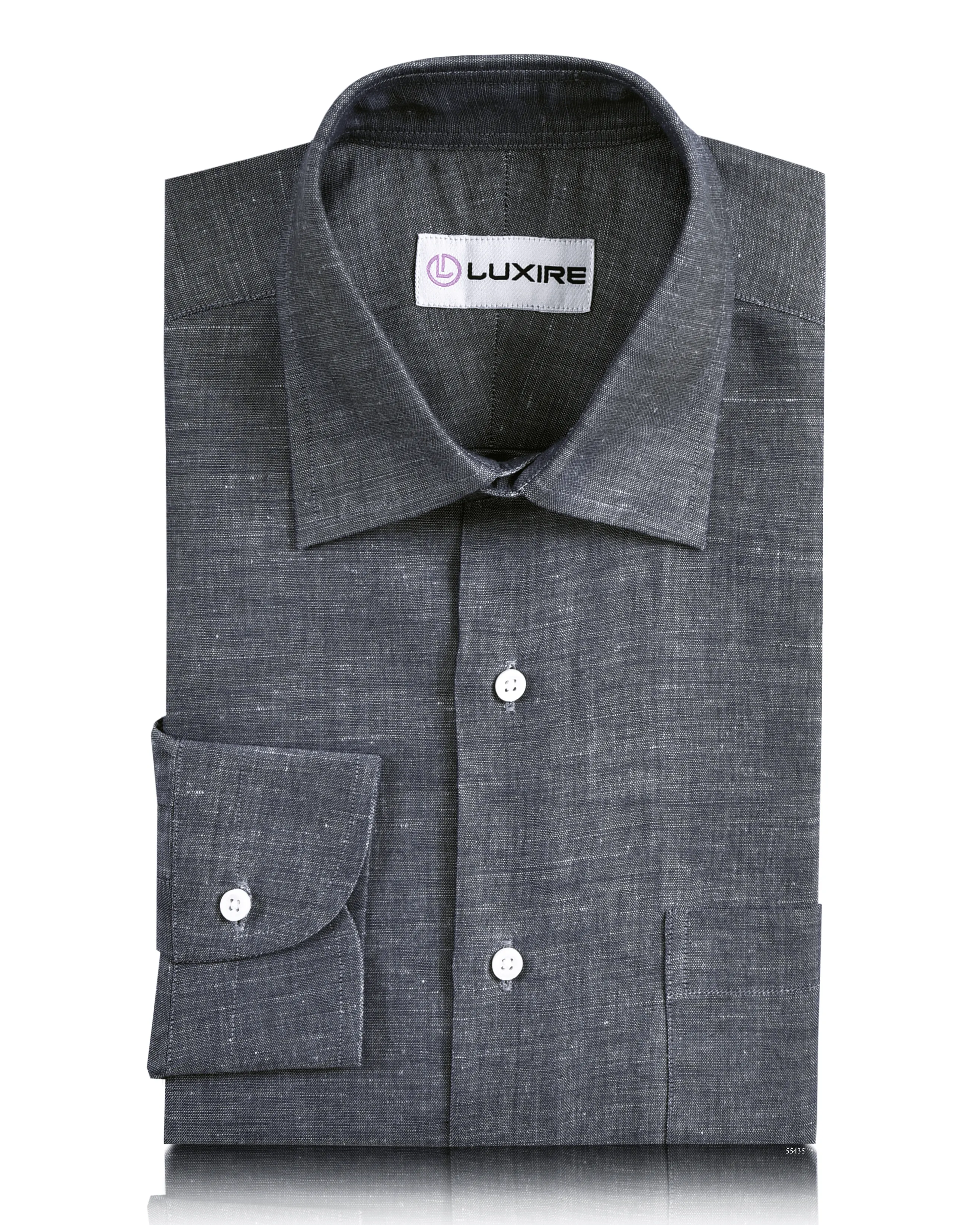 Cotton Linen: Greyish Navy Chambray Shirt