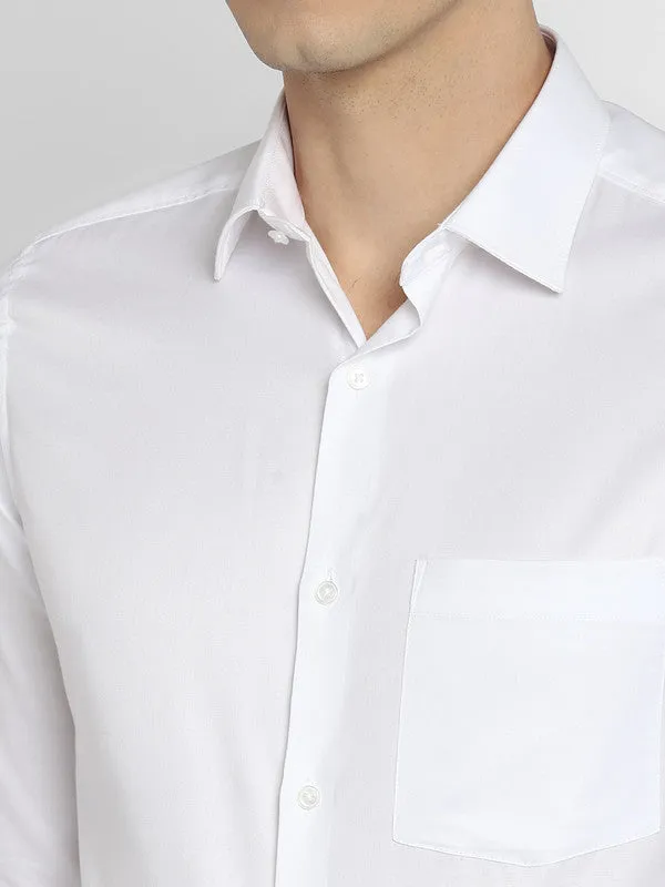 Cotton White Slim Fit Solid Shirts