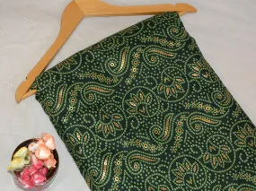 Dark Green Foil Traditional Bandhani Print Semi Cotton Fabric