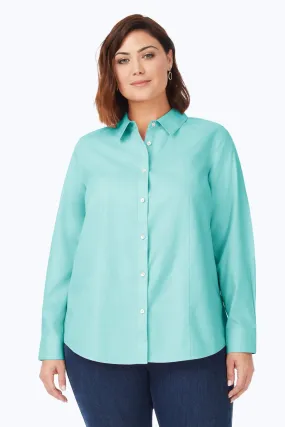 Dianna Plus Pinpoint No Iron Long Sleeve Shirt