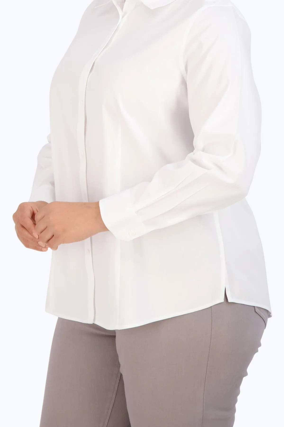 Dianna Plus Pinpoint No Iron Long Sleeve Shirt