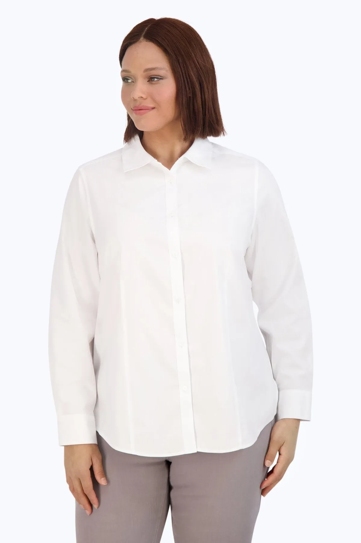 Dianna Plus Pinpoint No Iron Long Sleeve Shirt