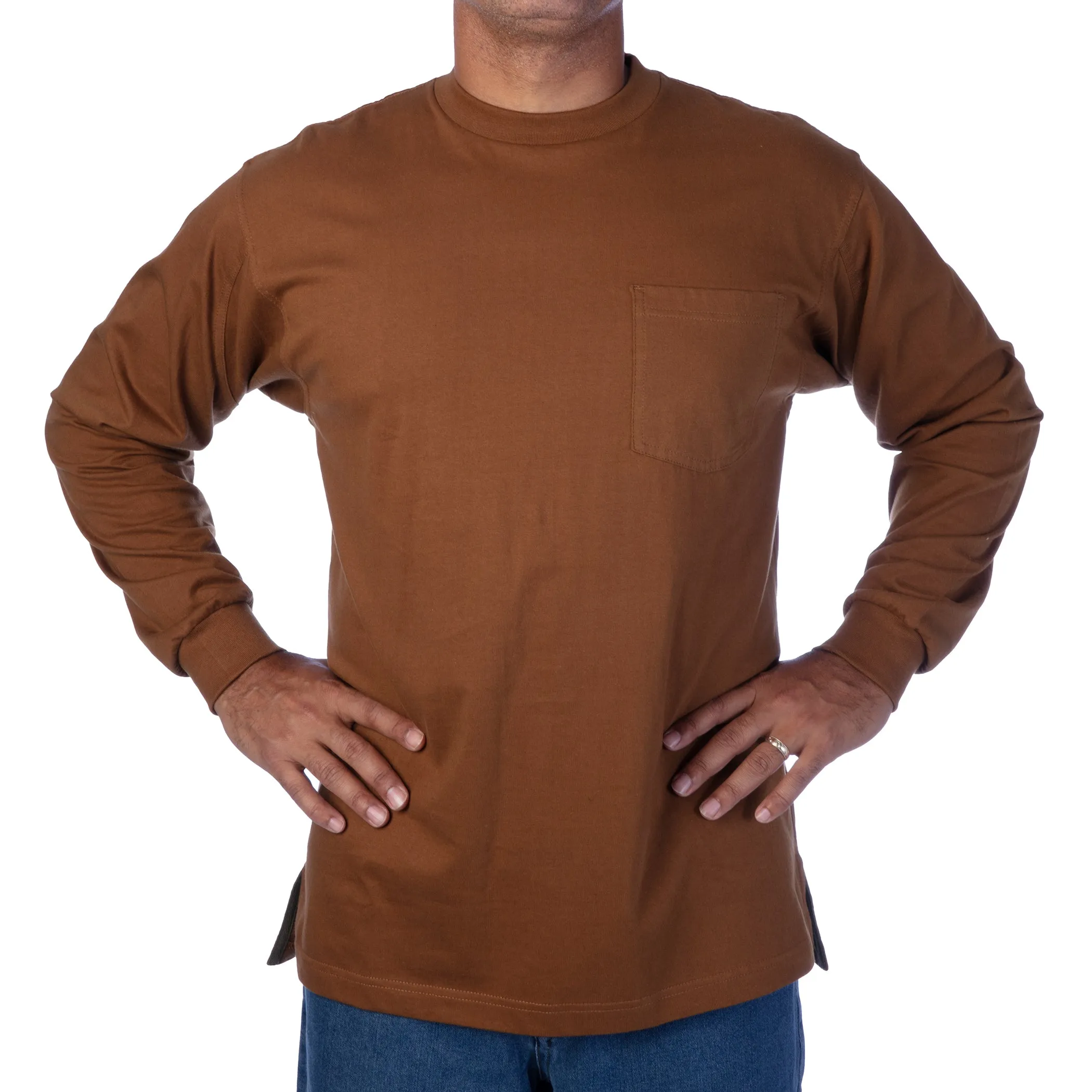 EXTENDED TAIL LONG SLEEVE POCKET T-SHIRT