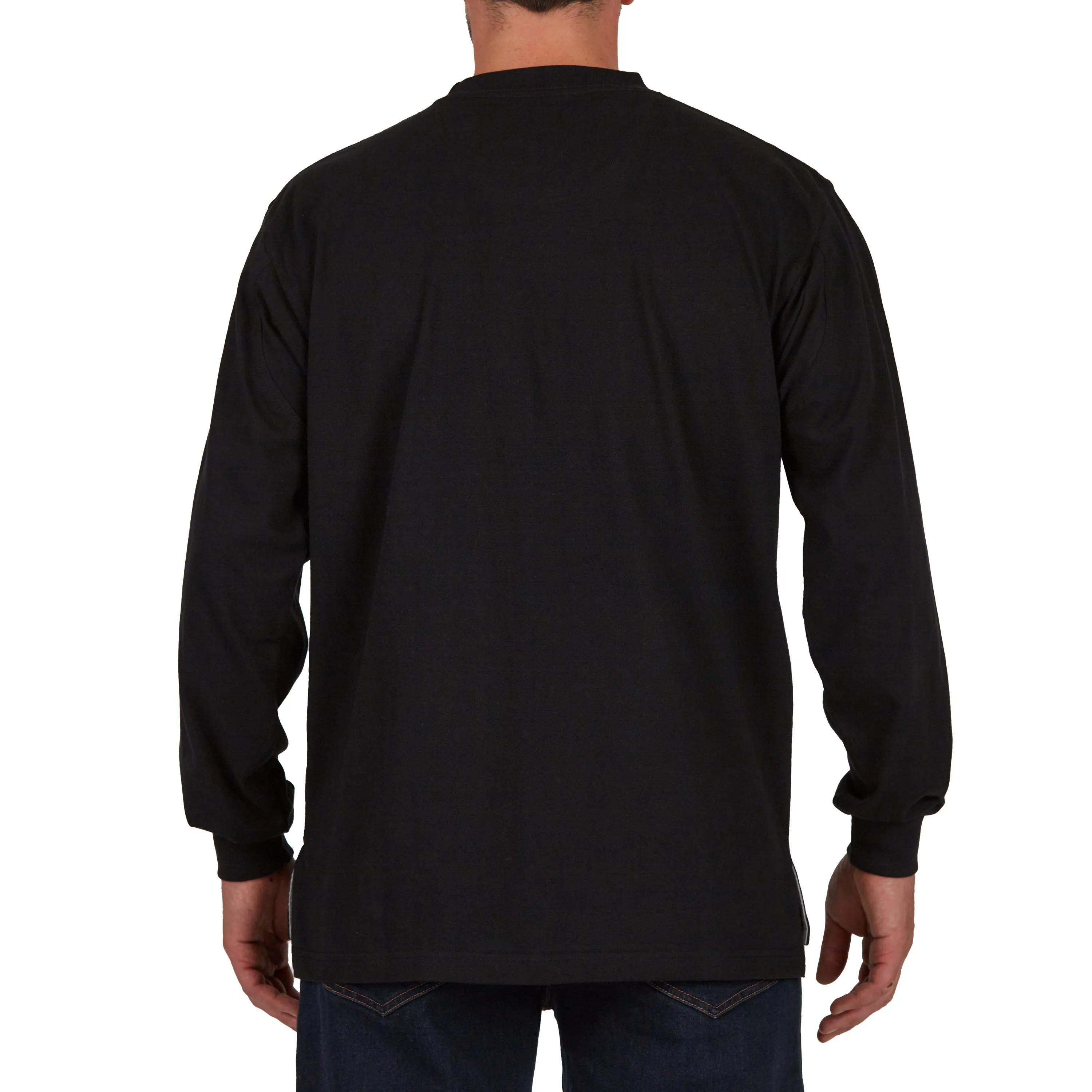 EXTENDED TAIL LONG SLEEVE POCKET T-SHIRT