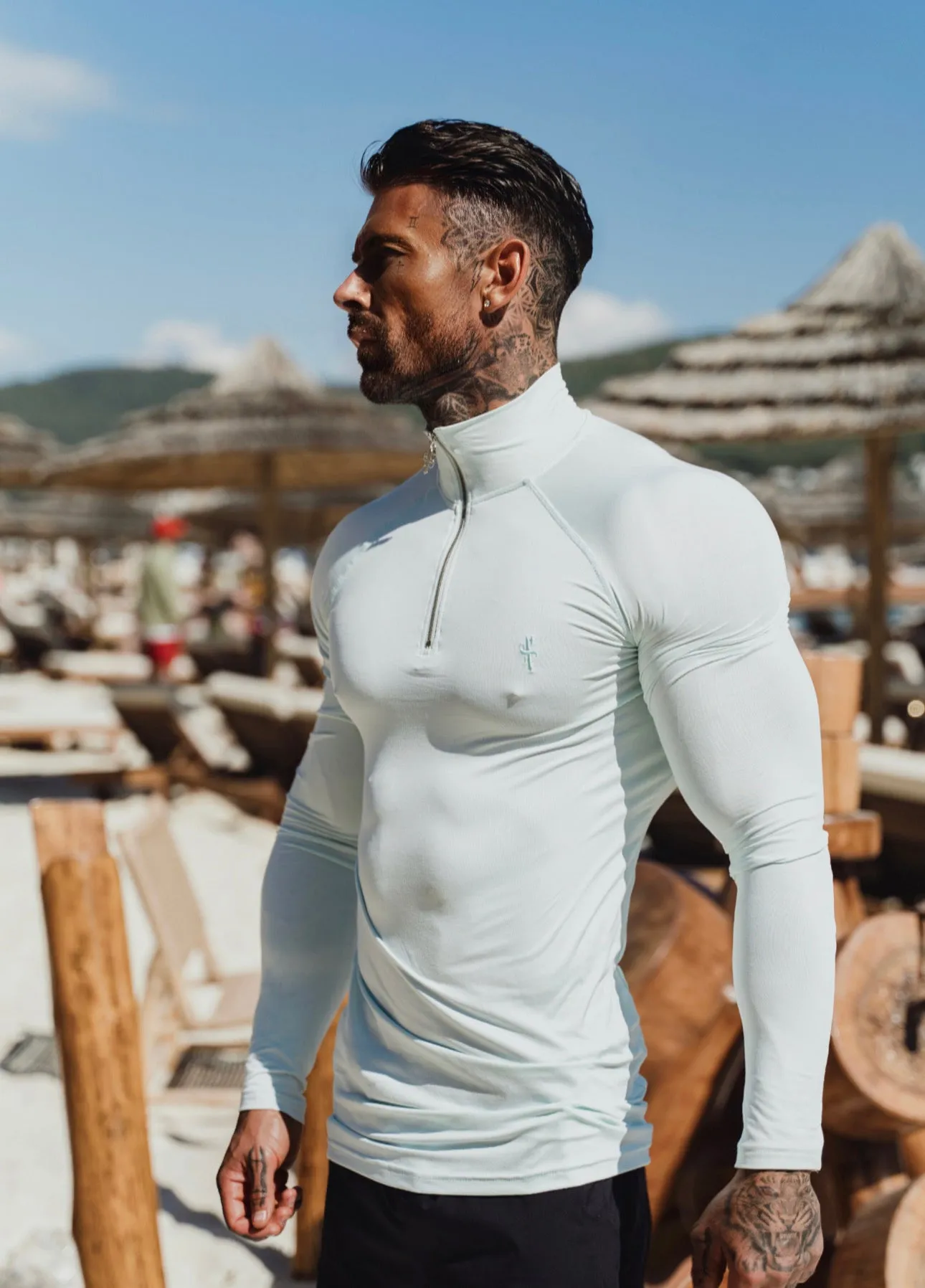 Father Sons Long Sleeve Mint Half Zip Gym Top - FSH750