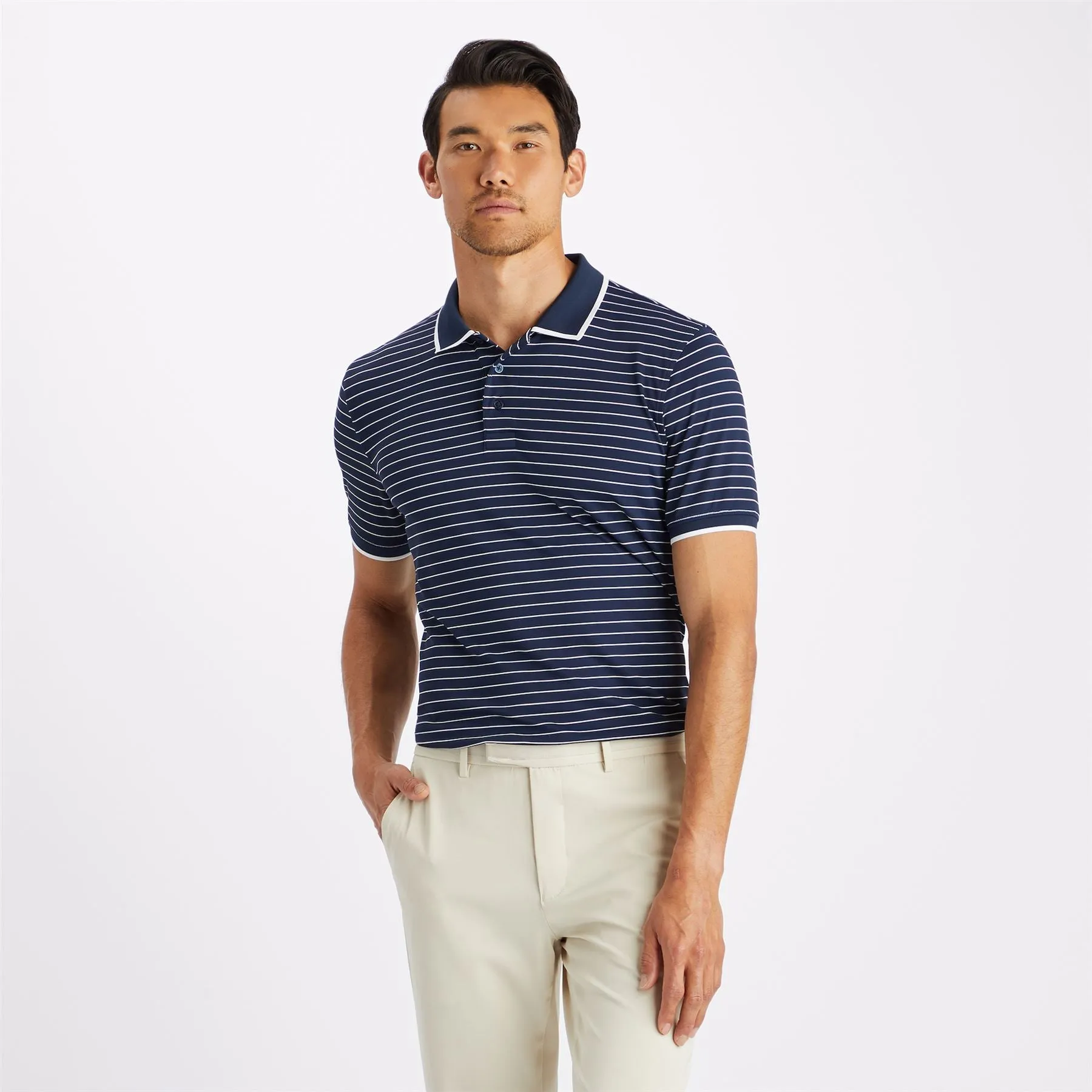 Fine Line Rib Collar Tech Pique Polo Twilight - AW23