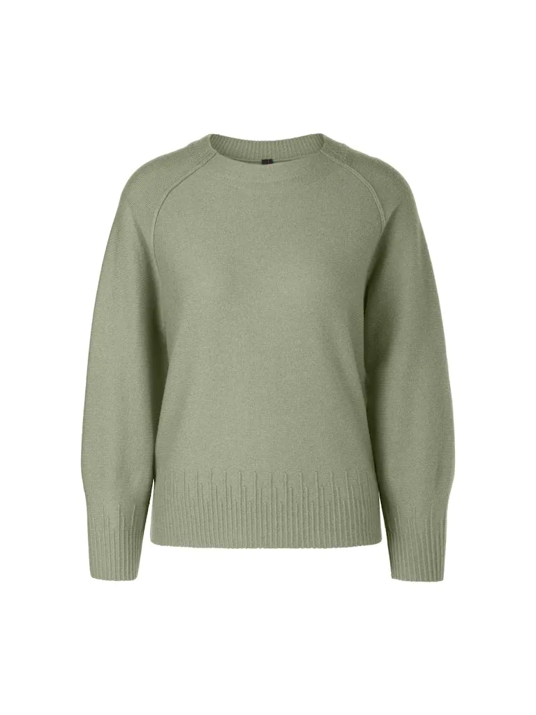 Frozen Sage Cashmere Blend Sweater With Rib Trim