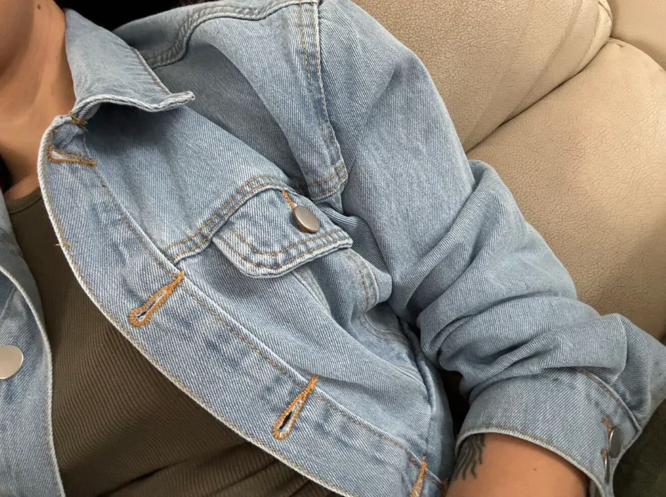 Full Sleeve Cropped Denim Jacket