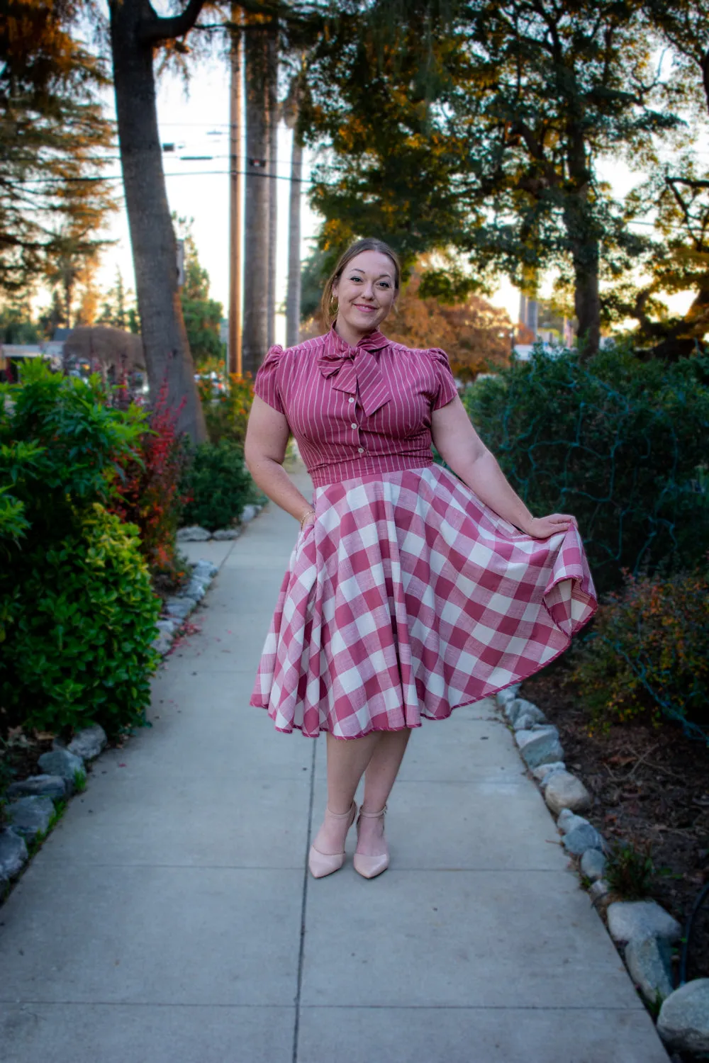 Haute Circle Skirt - Big Gingham, Rose