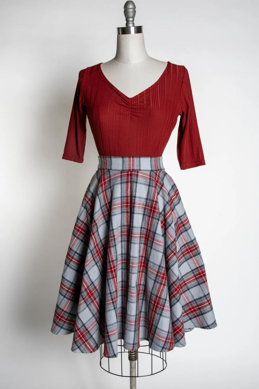 Haute Circle Skirt - Flannel, Grey Plaid