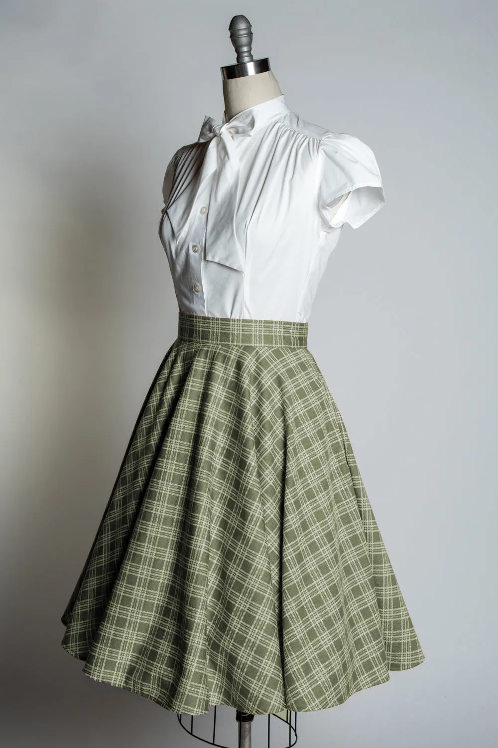 Haute Circle Skirt - Sage Plaid