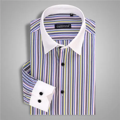 High Quality Stripe Cotton Long Sleeve Shirt #CZ8XX