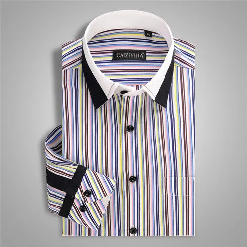 High Quality Stripe Cotton Long Sleeve Shirt #CZ8XX