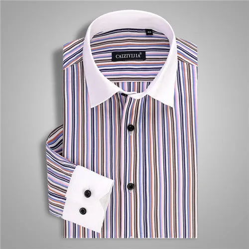 High Quality Stripe Cotton Long Sleeve Shirt #CZ8XX