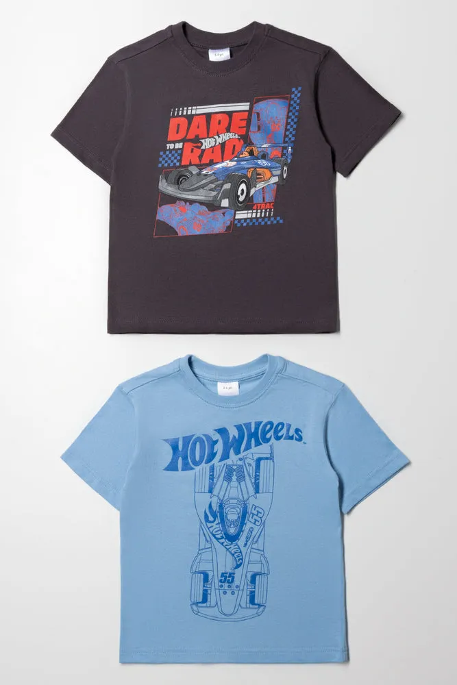 Hot Wheels 2 Pack Short Sleeve T-Shirts Dark Grey And Blue