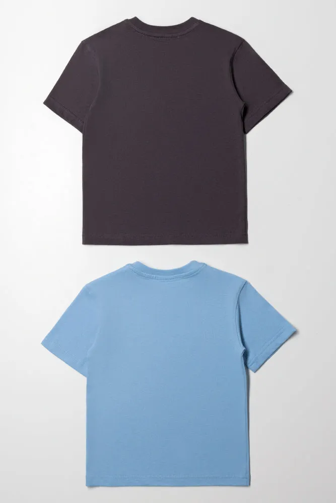 Hot Wheels 2 Pack Short Sleeve T-Shirts Dark Grey And Blue