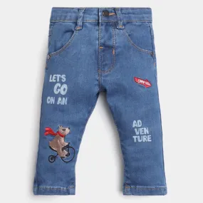 Infant Boys Denim Pant Bear Adventure-Mid Blue