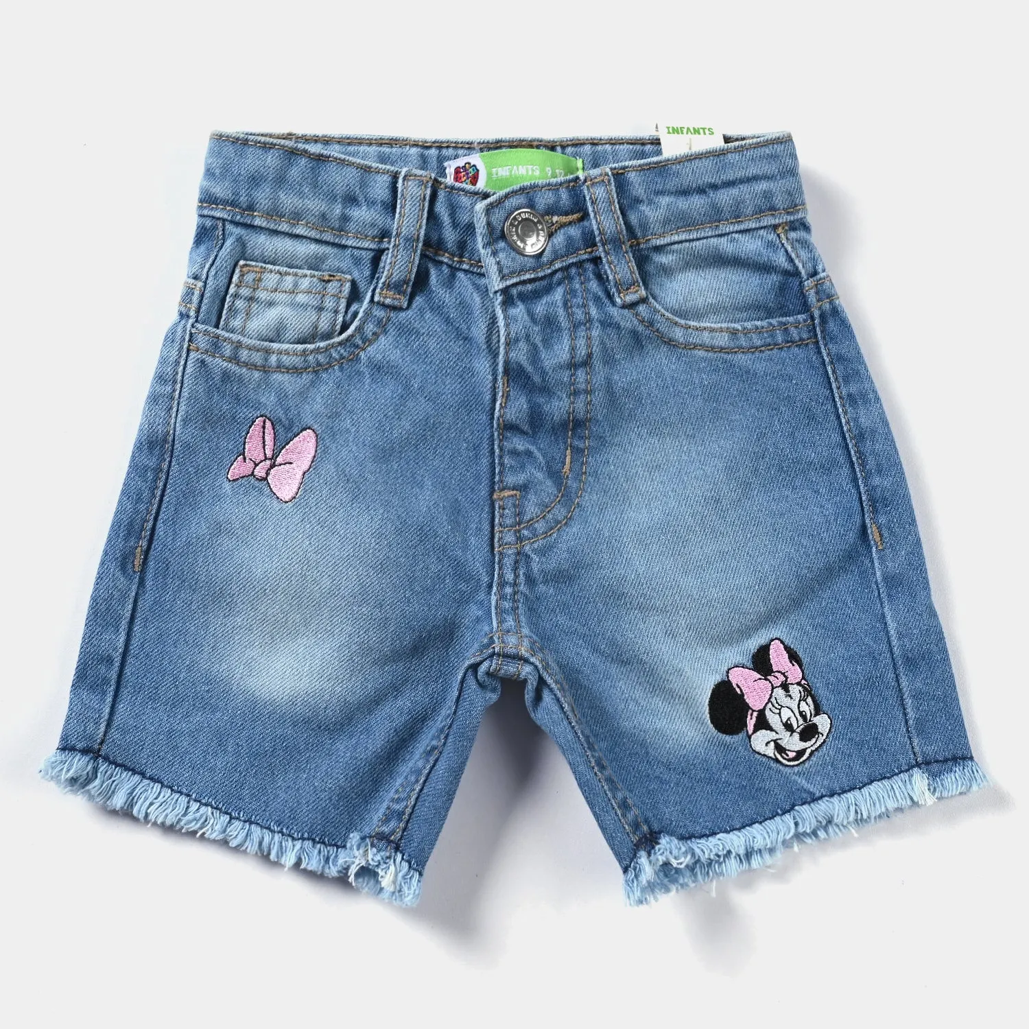 Infant Girls Denim Short-Ice Blue