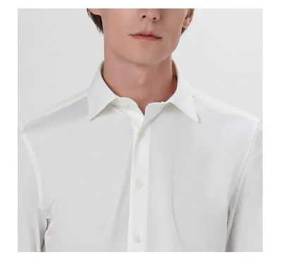 James Solid OoohCotton Shirt in White by Bugatchi