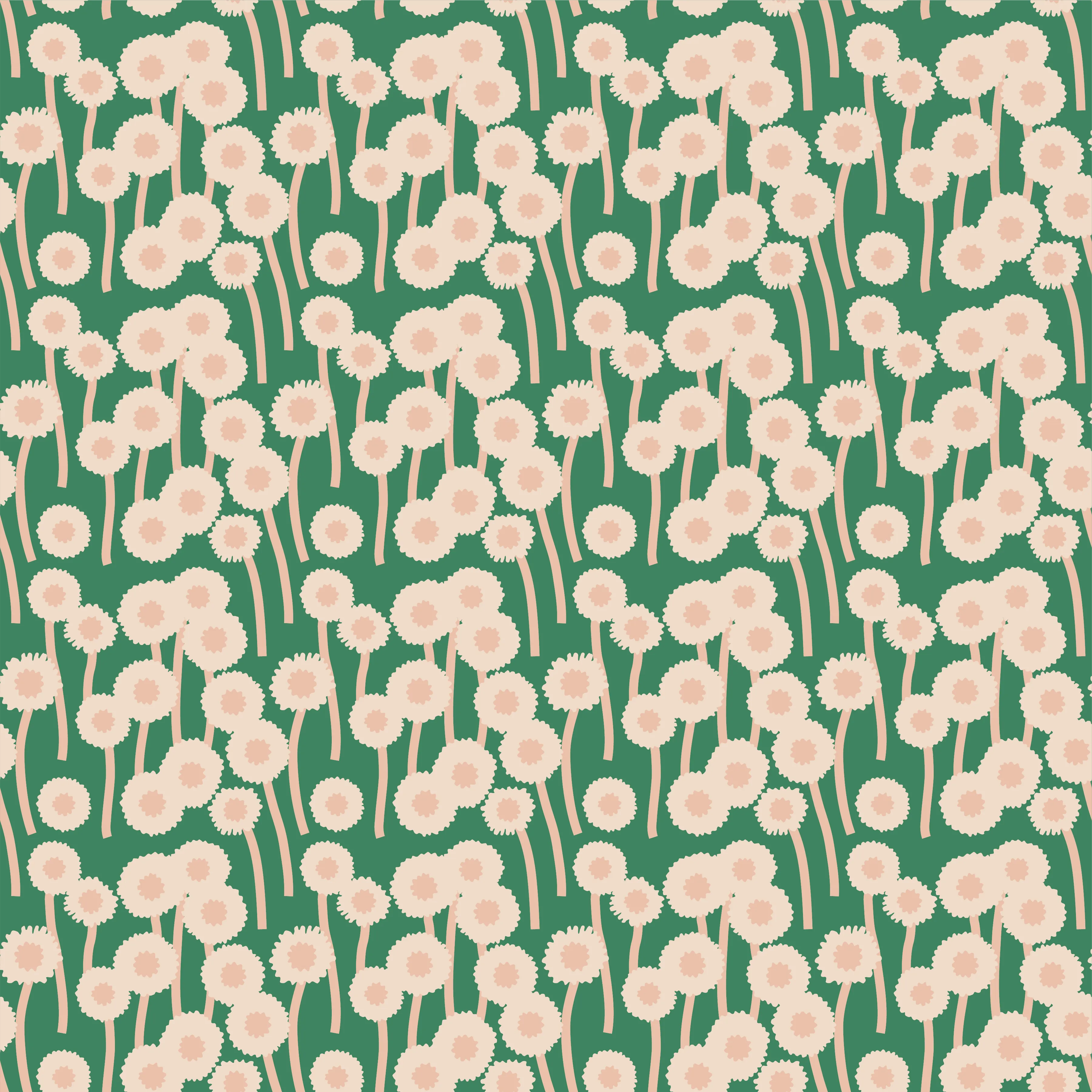 Jessica Nielsen - Cotton Viscose Twill - Green Dandelions