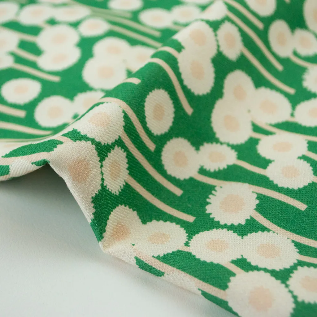 Jessica Nielsen - Cotton Viscose Twill - Green Dandelions