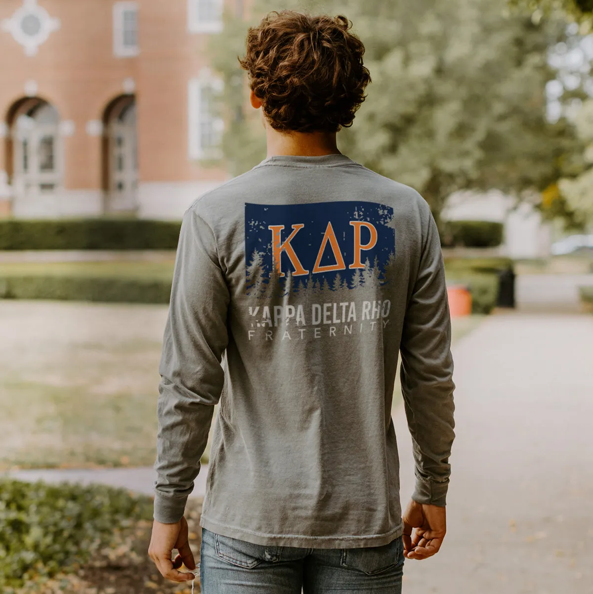 KDR Gray Comfort Colors Flag Long Sleeve Pocket Tee